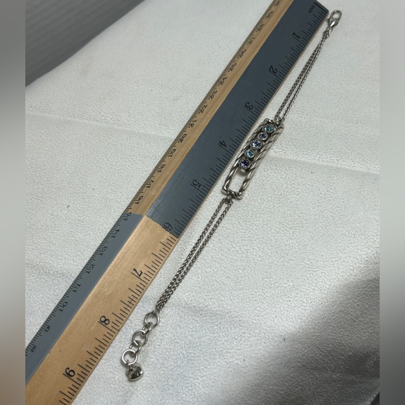 Brighton Halo Rhythm Bracelet Blue Purple Tanzanite Crystals Silver Plated 8" - Picture 6 of 7